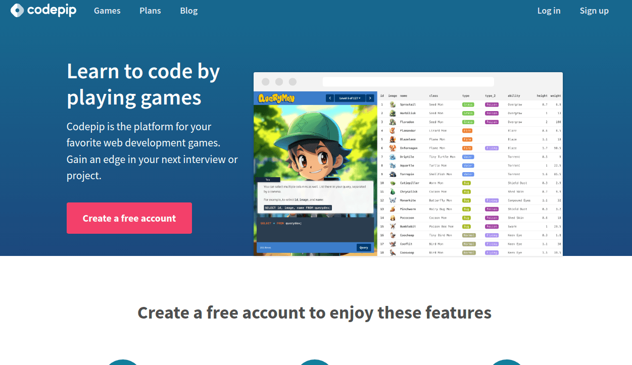 image of codepip home page